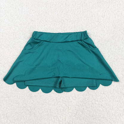 Baby Girl Kids Green Scallop Skort Yoga Shorts Skirt Bottoms