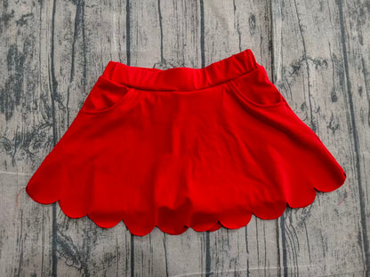 Preorder Baby Girls Kids Red Pockets Skirt Shorts Bottoms Yoga Active Clothes