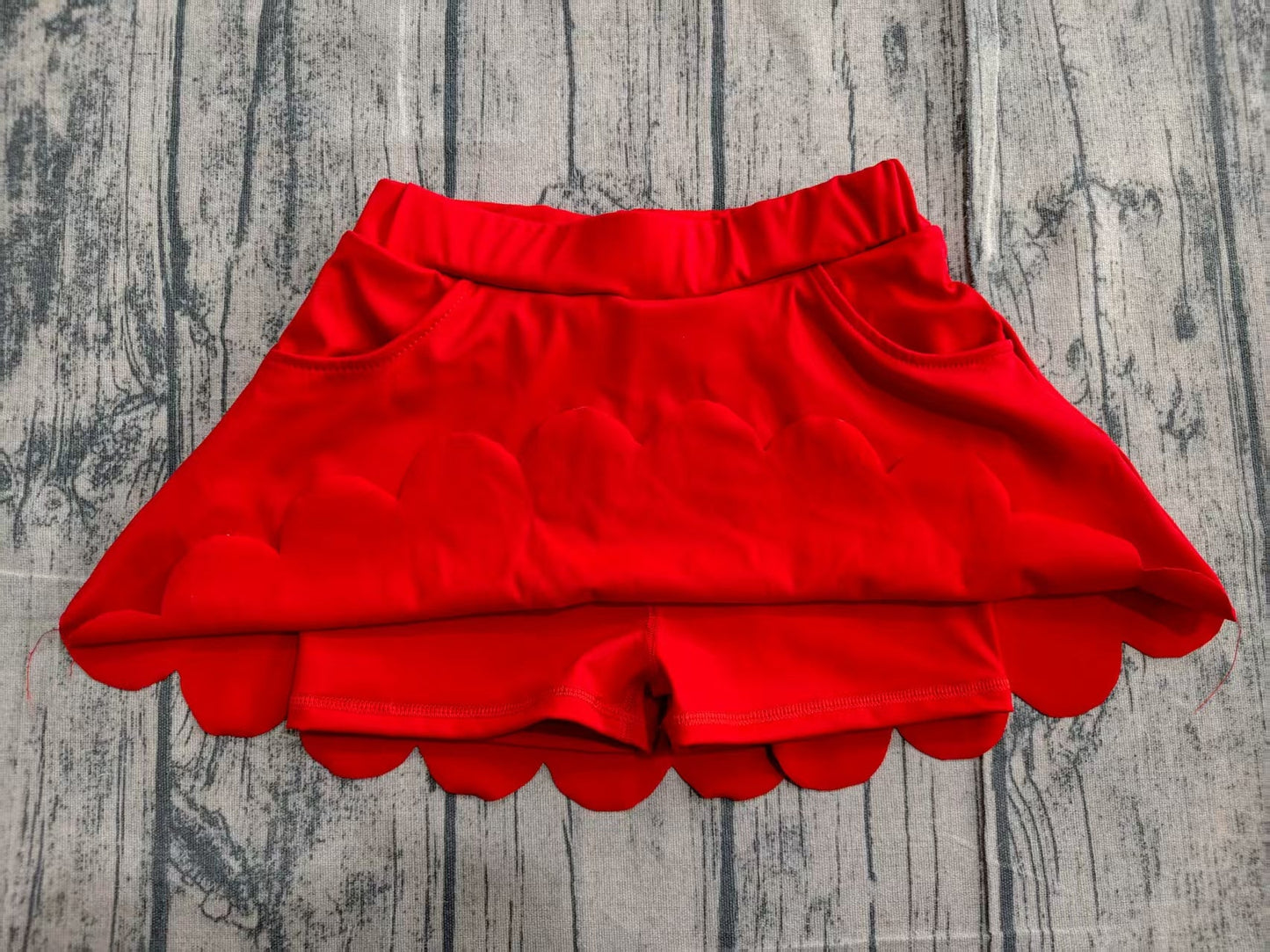 Preorder Baby Girls Kids Red Pockets Skirt Shorts Bottoms Yoga Active Clothes