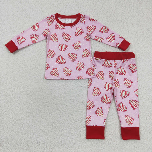 USA Shop Baby Girls Kids Long Sleeves Christmas Cakes Shirt Pants Set Pajamas Clothes