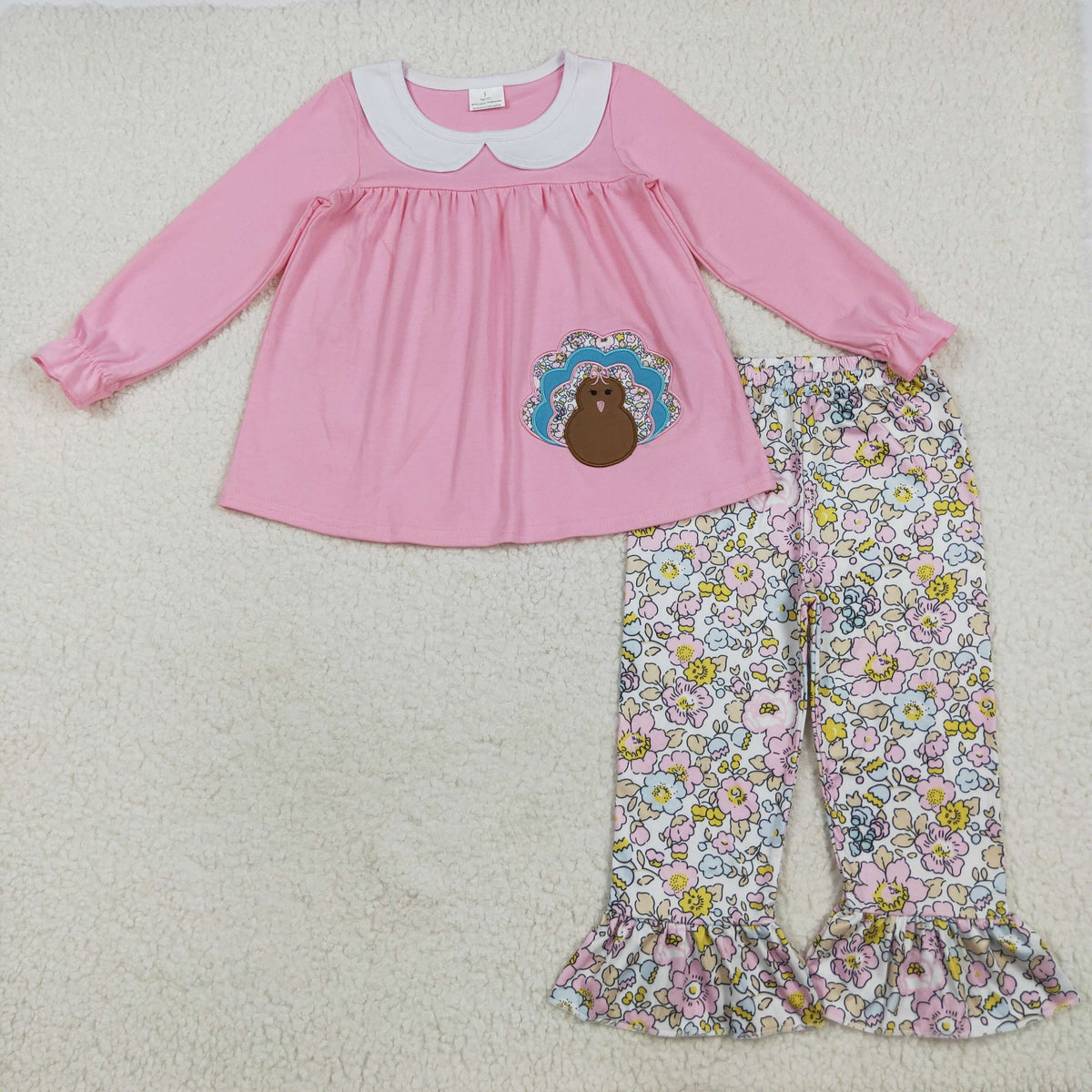 Baby Boy Girl Long Sleeves Embroidery turkey Sibling Romper Set Thanksgiving Clothes