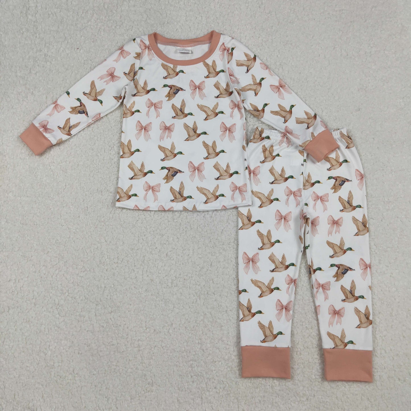 USA Shop Baby Girls Kids Long Sleeves Bows Ducks Shirt Pants Pajamas Set Clothes
