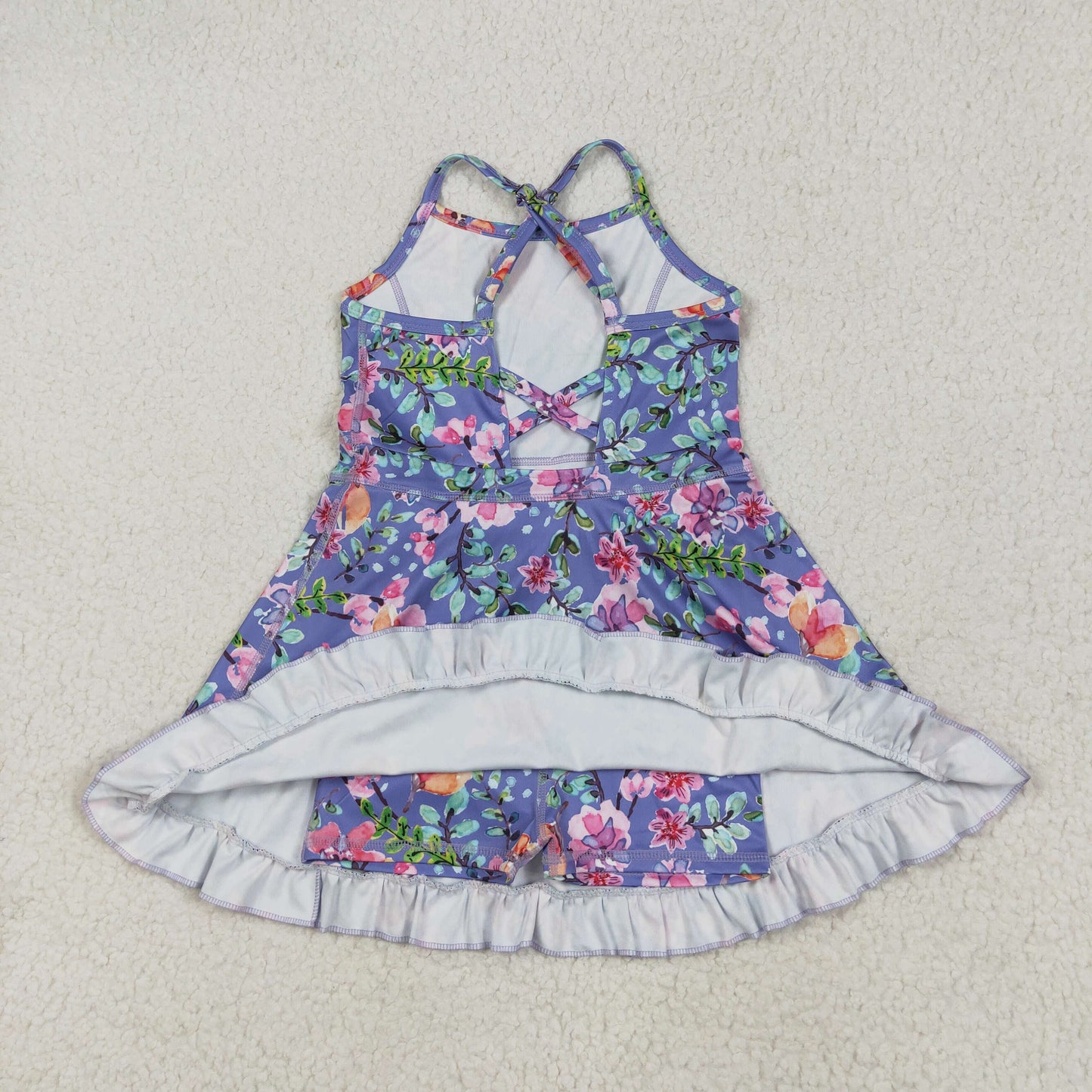 RTS Baby Girls Kids Straps Flower Knee Length Dress Sibling Active Yoga Clothes