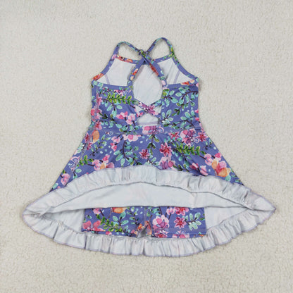 RTS Baby Girls Kids Straps Flower Knee Length Dress Sibling Active Yoga Clothes