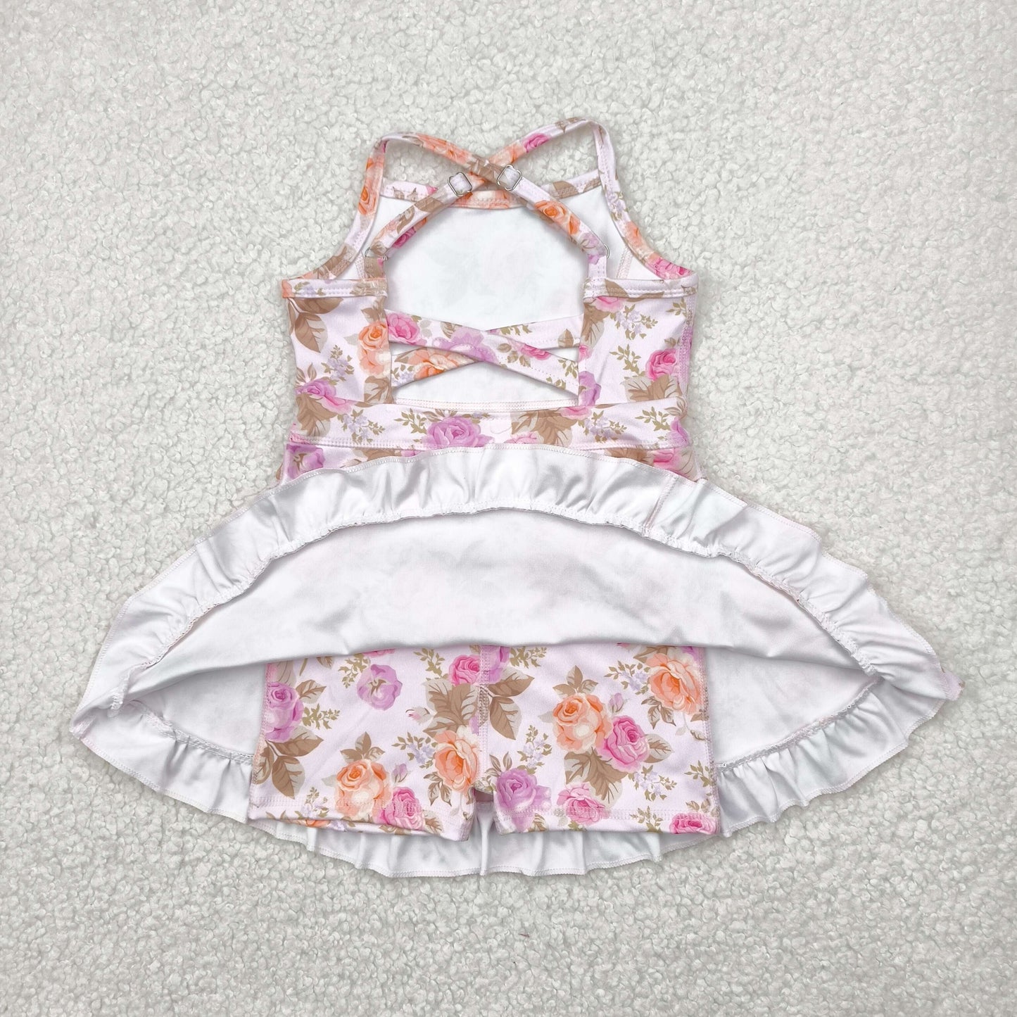 RTS Baby Girls Kids Straps Flower Knee Length Dress Sibling Active Yoga Clothes