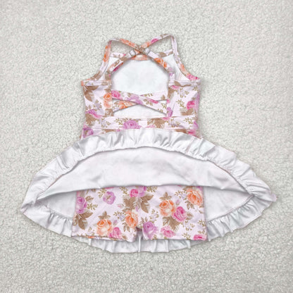RTS Baby Girls Kids Straps Flower Knee Length Dress Sibling Active Yoga Clothes