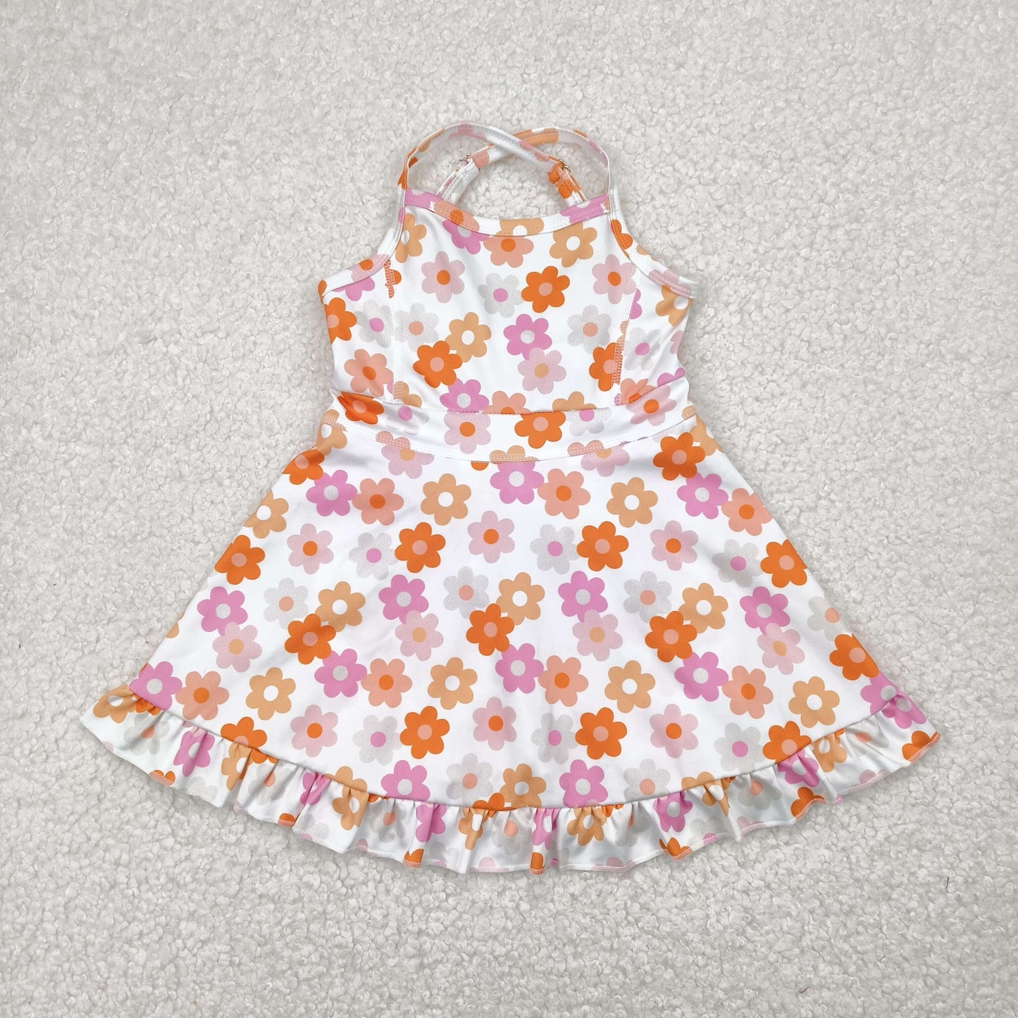 RTS Baby Girls Kids Straps Flower Knee Length Dress Sibling Active Yoga Clothes