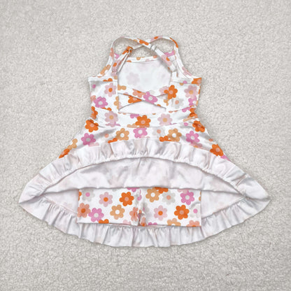 RTS Baby Girls Kids Straps Flower Knee Length Dress Sibling Active Yoga Clothes