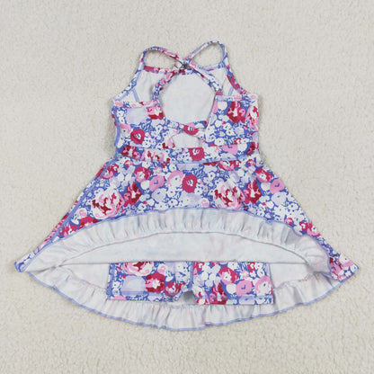 RTS Baby Girls Kids Straps Flower Knee Length Dress Sibling Active Yoga Clothes