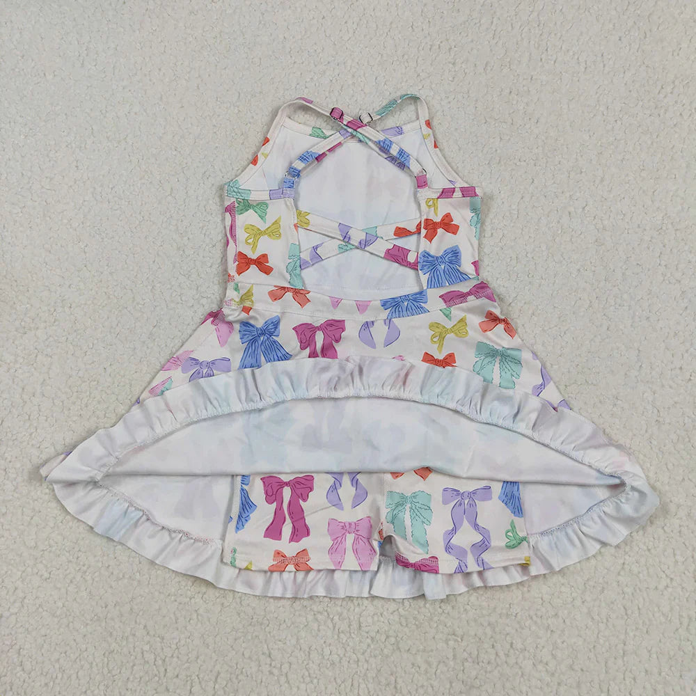 Sibling Baby Girl Kids Sleeveless Bows Knee Length Yoga Active Dresses
