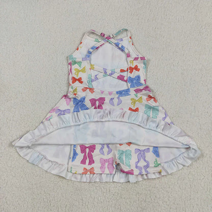 Sibling Baby Girl Kids Sleeveless Bows Knee Length Yoga Active Dresses
