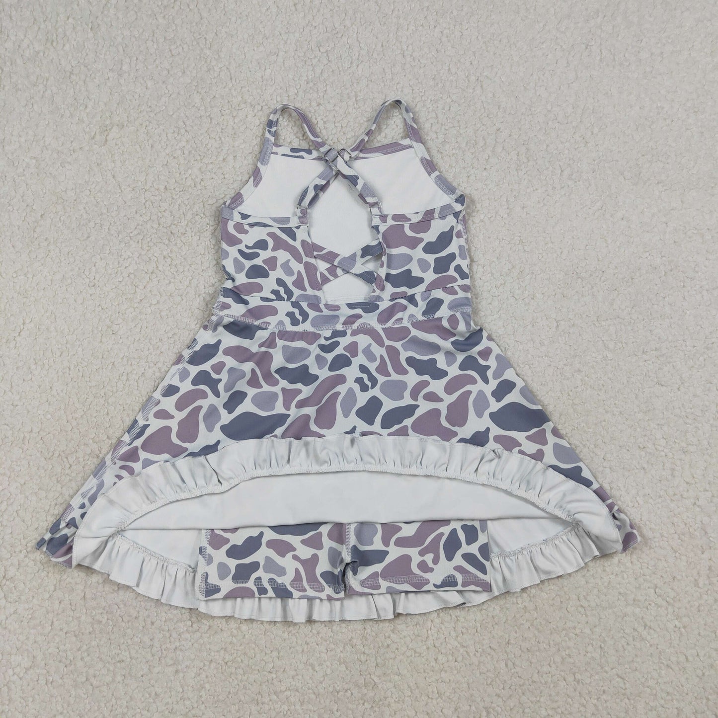 USA Shop Baby Girls Straps Grey Yoga Active Shorts Ruffle Knee Length Dress