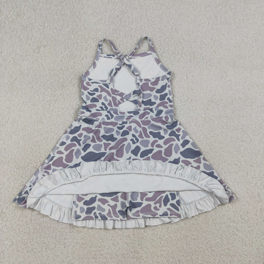USA Shop Baby Girls Straps Grey Yoga Active Shorts Ruffle Knee Length Dress