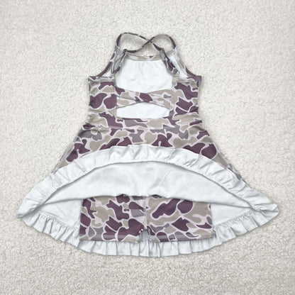 RTS Sibling Baby Girl Kids Sleeveless Camo Knee Length Yoga Active Dresses