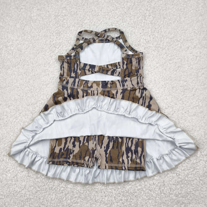 RTS Sibling Baby Girl Kids Sleeveless Camo Knee Length Yoga Active Dresses
