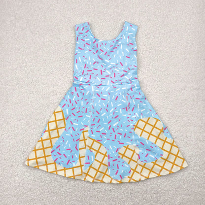 RTS Sibling Baby Girl Sleeveless Drips Summer Knee Length Yoga Active Dresses ( No.1-6 )