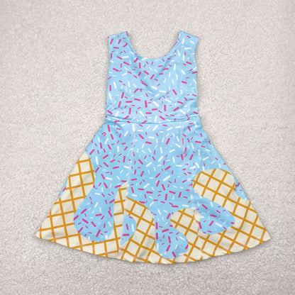 USA Shop Baby Girls Sleeveless Sprinkles Drip Yoga Active Shorts Knee Length Blue Dress