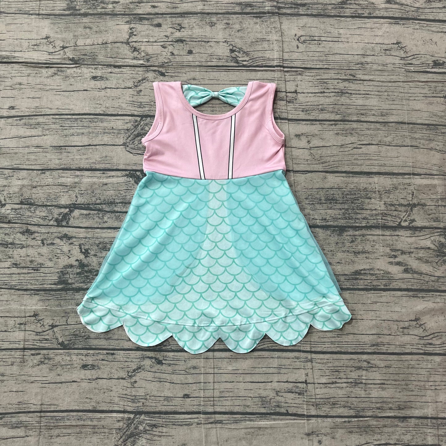 Preorder Baby Girls Kids Sleeveless Mermaid Knee Length Dress