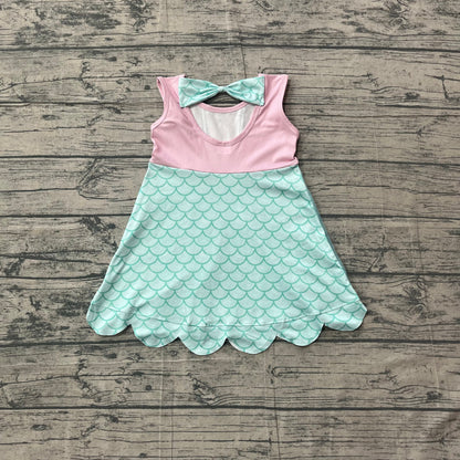 Preorder Baby Girls Kids Sleeveless Mermaid Knee Length Dress