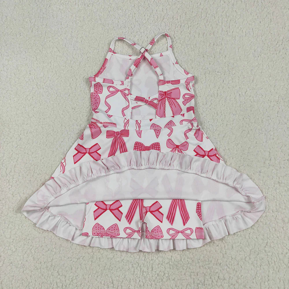 Sibling Baby Girl Kids Sleeveless Bows Knee Length Yoga Active Dresses
