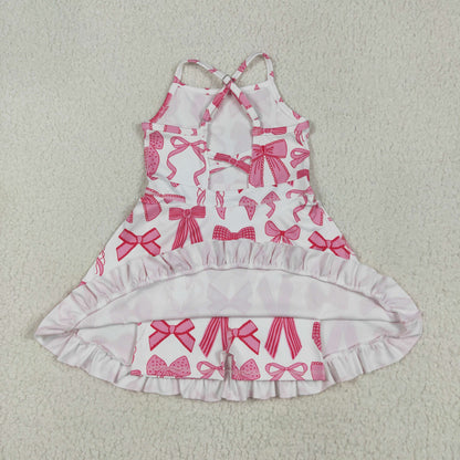USA Shop Baby Girls Kids Straps Pink Bows Yoga Active Shorts Knee Length Dress