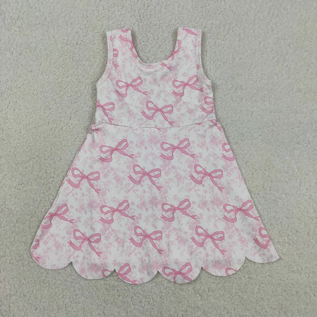 Sibling Baby Girls Kids Sleeveless Bows Floral Shorts Knee Length Dresses Clothes