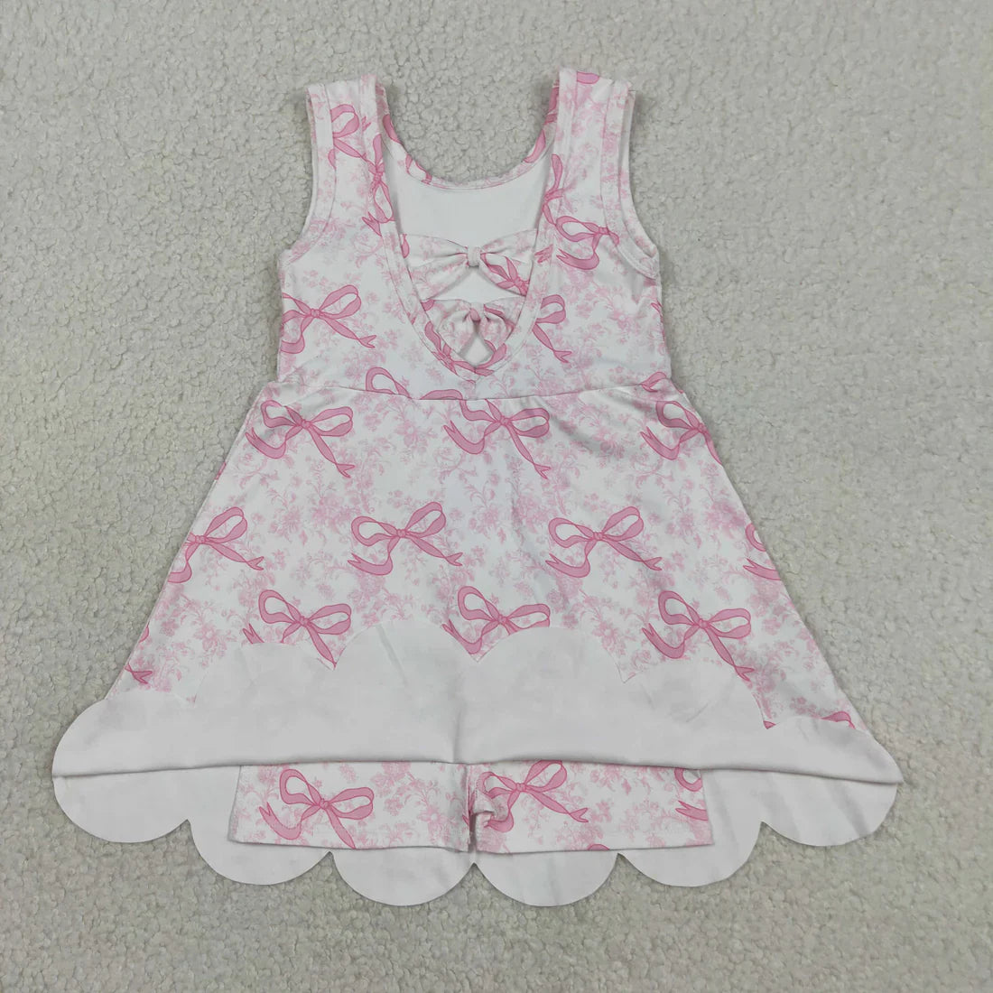 Sibling Baby Girls Kids Sleeveless Bows Floral Shorts Knee Length Dresses Clothes