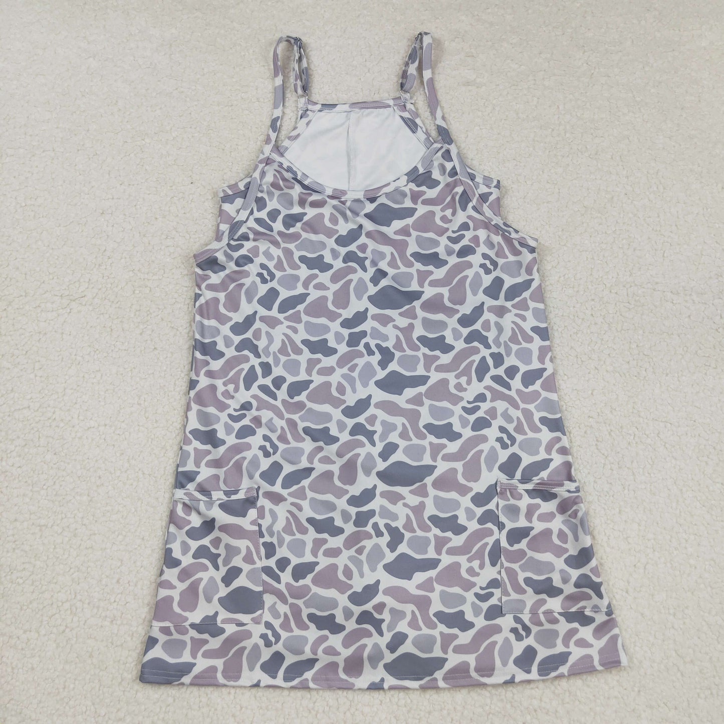 USA Shop Adult Women Strap Grey Camo Yoga Active Pockets Knee Length Dress