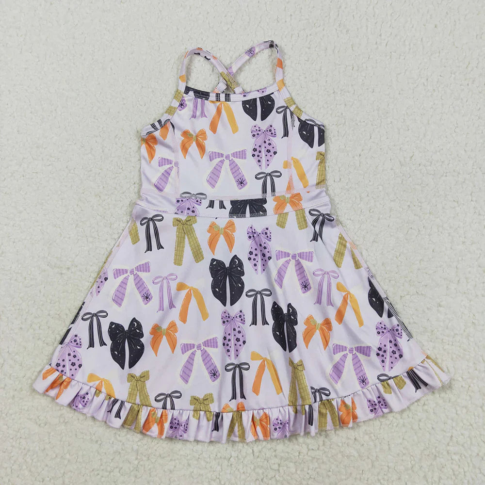 Sibling Baby Girl Kids Sleeveless Bows Knee Length Yoga Active Dresses