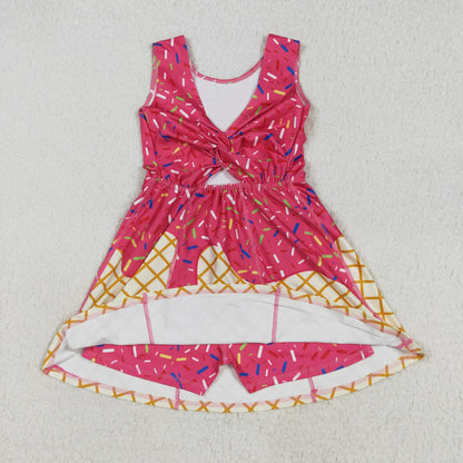 RTS Sibling Baby Girl Sleeveless Drips Summer Knee Length Yoga Active Dresses ( No.1-6 )