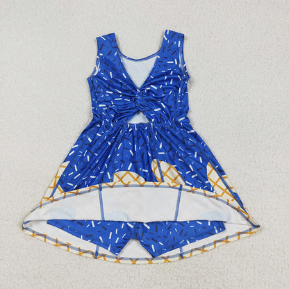 RTS Sibling Baby Girl Sleeveless Drips Summer Knee Length Yoga Active Dresses ( No.7-11 )