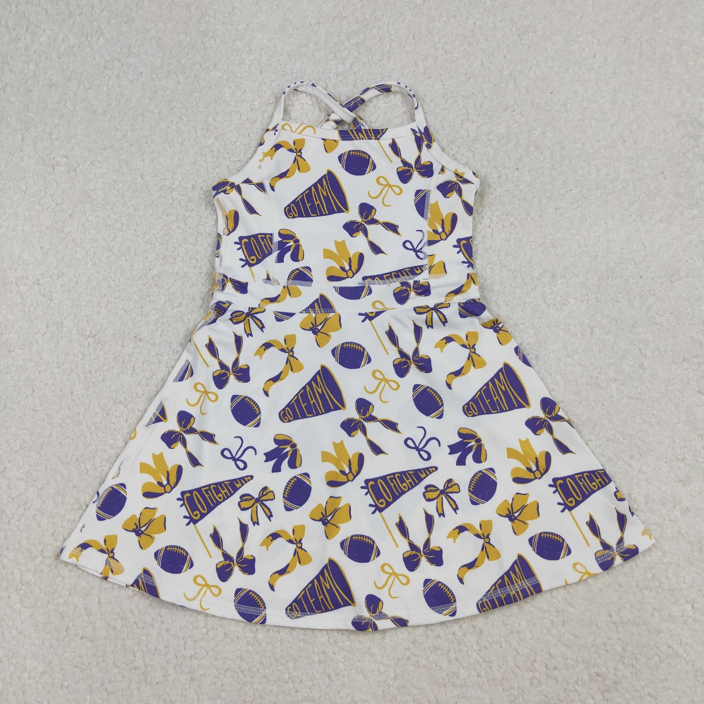 RTS Sibling Baby Girl Kids Sleeveless Cheer Team Knee Length Yoga Active Dresses