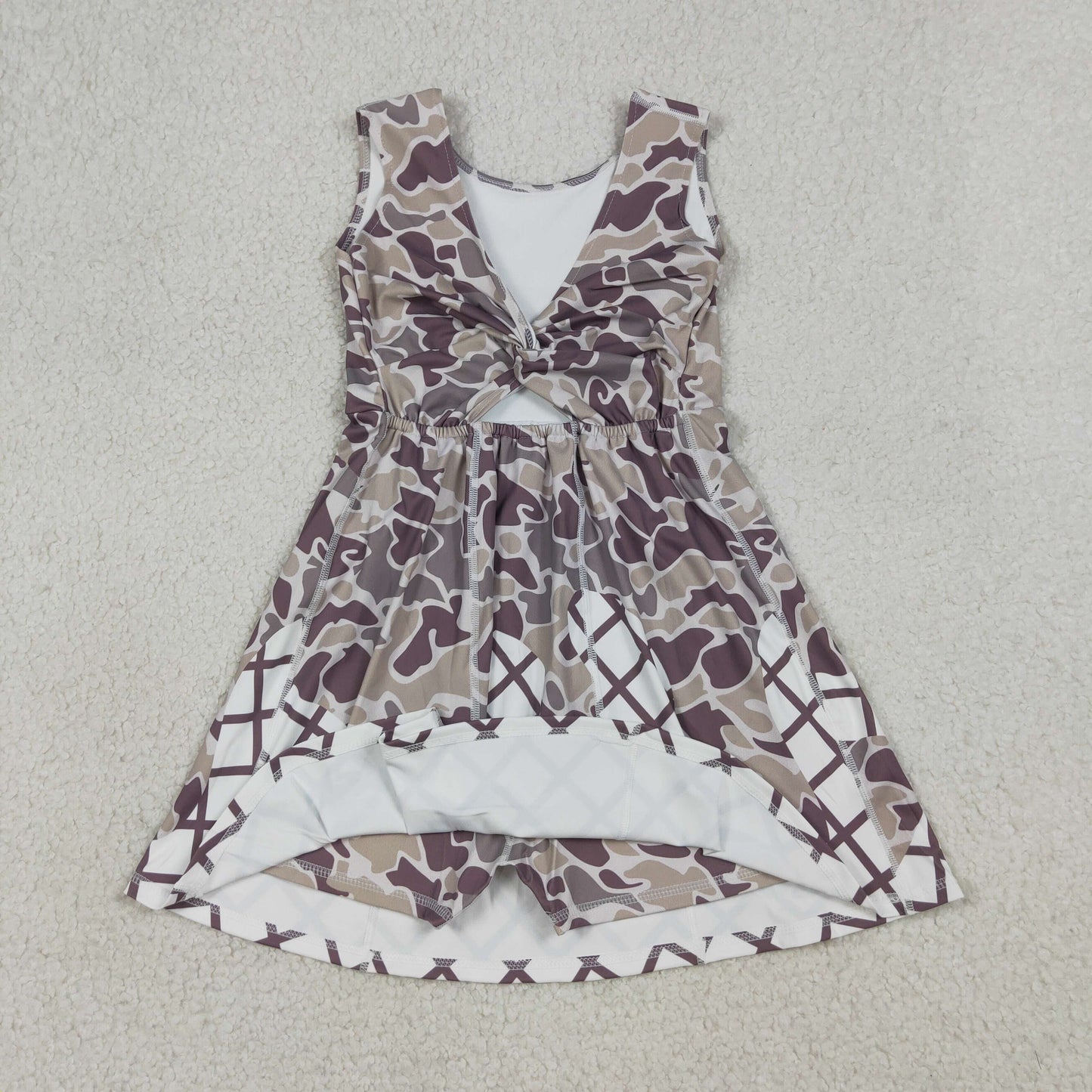USA Shop Baby Girls Kids Sleeveless Camo Drip Yoga Active Shorts Knee Length Dress