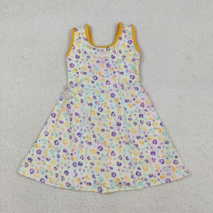 Sibling Baby Girls Kids Mardi Gras Leopard Skort Yoga Active Dress Zipper Set