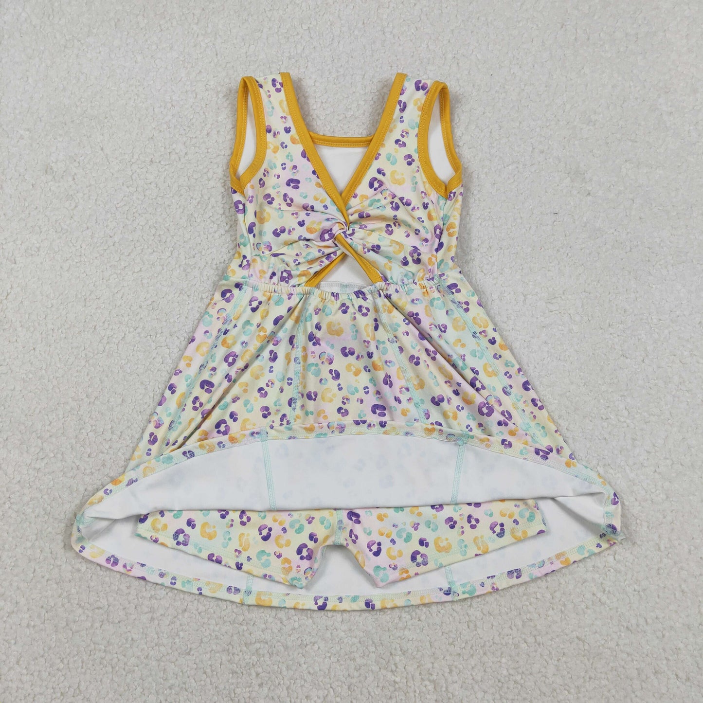 Sibling Baby Girls Kids Mardi Gras Leopard Skort Yoga Active Dress Zipper Set