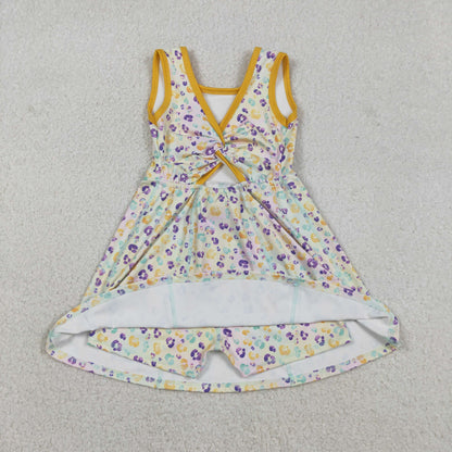 Sibling Baby Girls Kids Mardi Gras Leopard Skort Yoga Active Dress Zipper Set