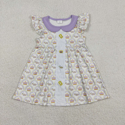 RTS Sibling Baby Boys Girls Kids Short Sleeves Mardi Gras Embroidery Masks Knee Length Dress Set