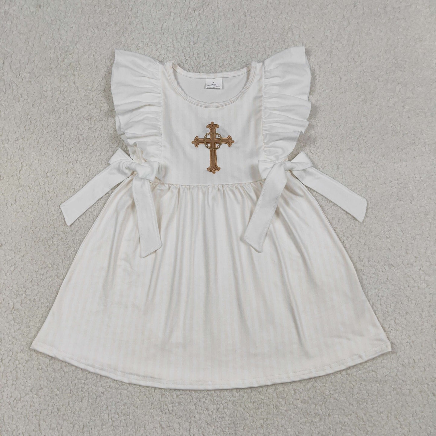 RTS Sibling Baby Boys Girls Short Sleeves Embroidery He is Risen Cross Easter Romper Dress Set