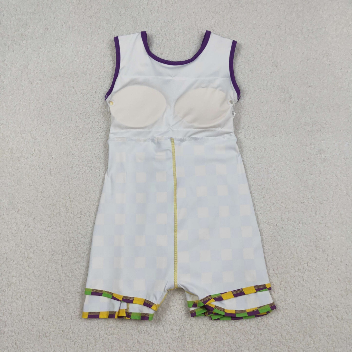 Sibling Baby Girls Kids Mardi Gras Checked Yoga Active Shorts Dress Set