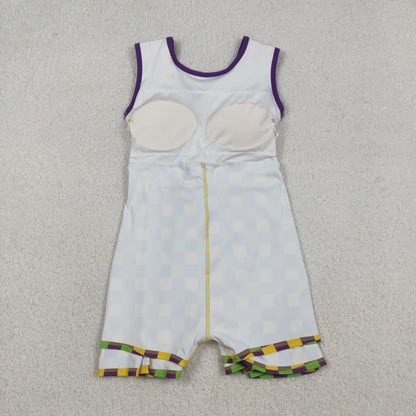 Sibling Baby Girls Kids Mardi Gras Checked Yoga Active Shorts Dress Set