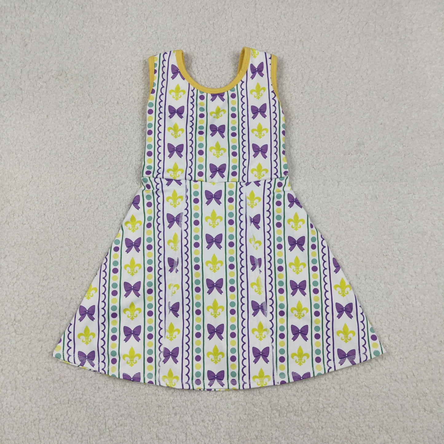 Sibling Baby Girls Kids Mardi Gras Anchors Bows Skort Yoga Active Dress Zipper Set