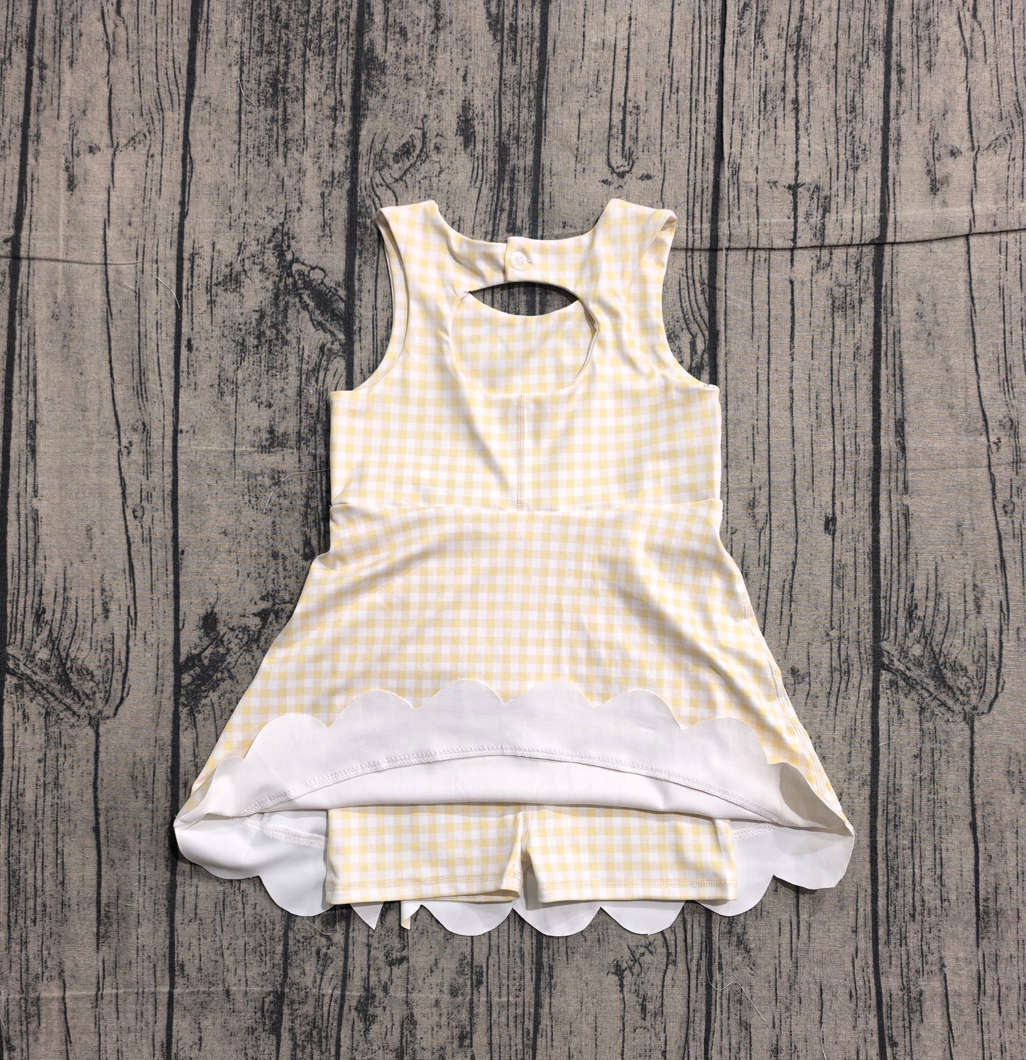 Preorder Baby Girls Sleeveless Yellow Plaid Bows with Shorts Yoga Dress