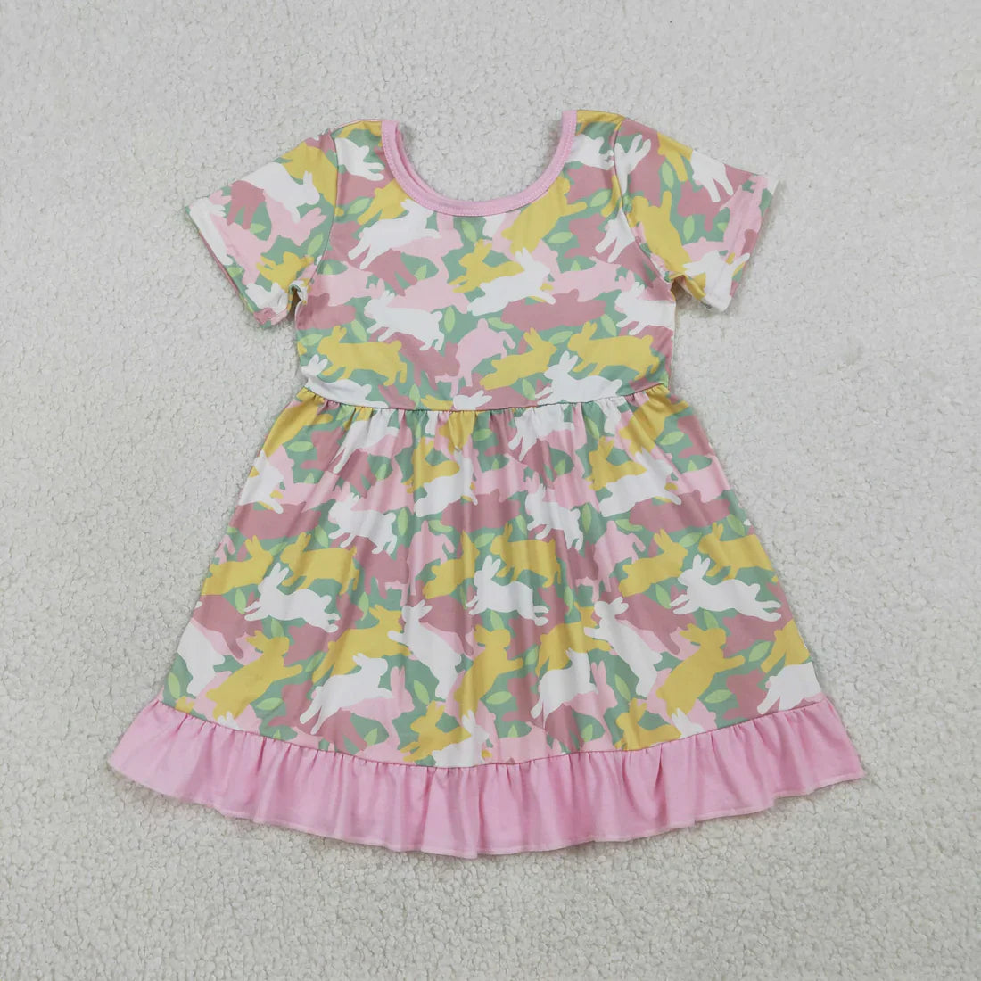 RTS Sibling Baby Girls Adult Women Short Sleeves Rabbits Camo Easter Romper Dress Pajamas Sets