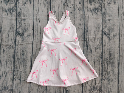 Preorder Baby Girls Straps Bows Yoga Active Shorts Knee Length Dress
