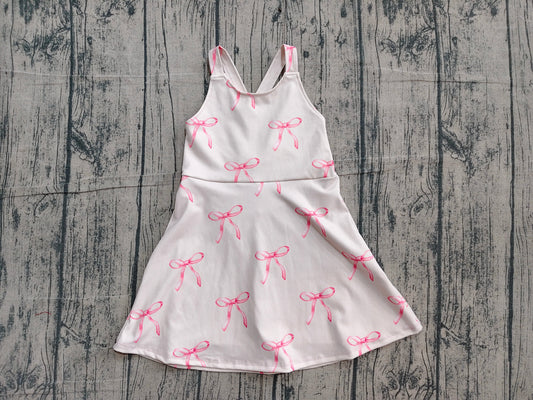 Preorder Baby Girls Straps Bows Yoga Active Shorts Knee Length Dress