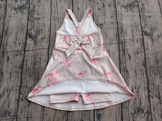 Preorder Baby Girls Straps Bows Yoga Active Shorts Knee Length Dress