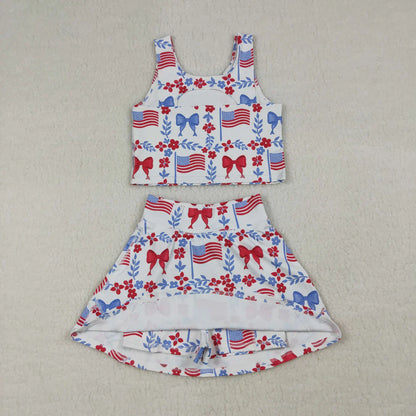 Sibling Baby Girls Kids Crawfish Baseball Bows Tops Shorts Skirt Skort Yoga Active Sets Clothes