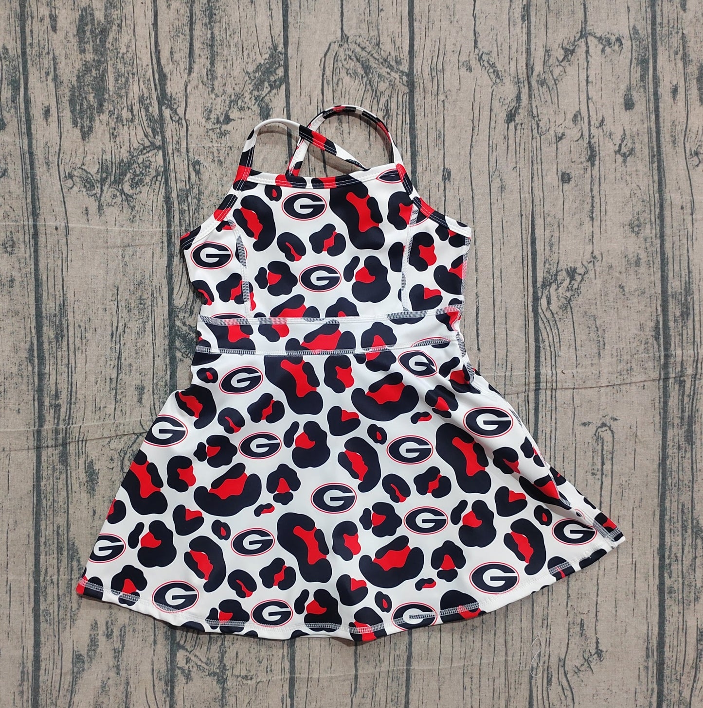 RTS Baby Girls Kids Straps Leopard G Team Yoga Active Shorts Knee Length Dress