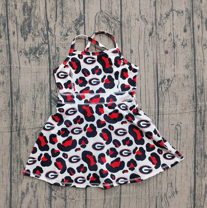 RTS Baby Girls Kids Straps Leopard G Team Yoga Active Shorts Knee Length Dress