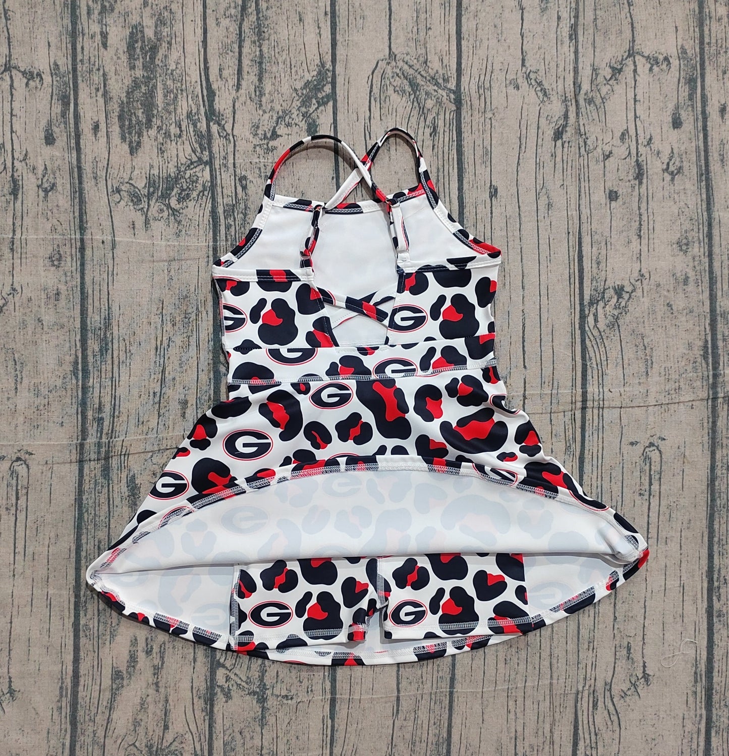 RTS Baby Girls Kids Straps Leopard G Team Yoga Active Shorts Knee Length Dress
